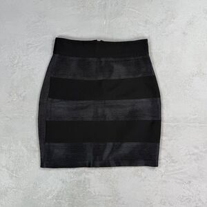 NWT Daniela Corte Black on Black Color Block Striped Pencil Skirt Women's XS